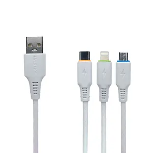 کابل تبدیل USB به microusb / لایتنینگ / usb-c   آنستی مدل z-10 طول 1.2متر