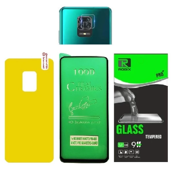 محافظ صفحه نمایش روبیکس مدل CR-Note9pro مناسب برای گوشی موبایل شیائومی Redmi Note 9pro به همراه محافظ لنز دوربین ومحافظ پشت گوشی