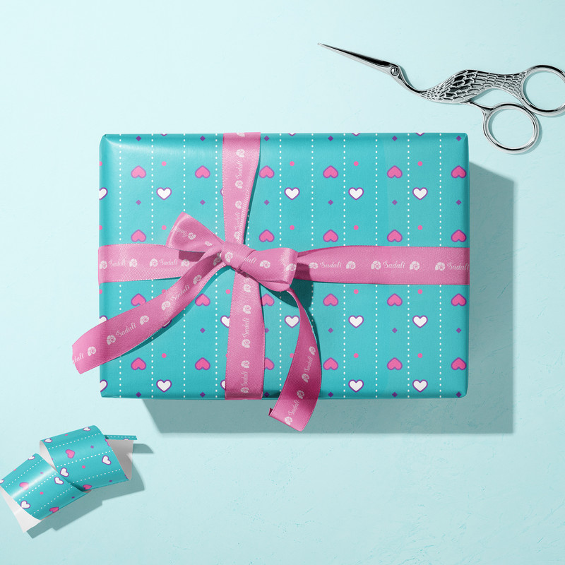 کاغذ کادو صدفی طرح قلب بسته 2 عددی