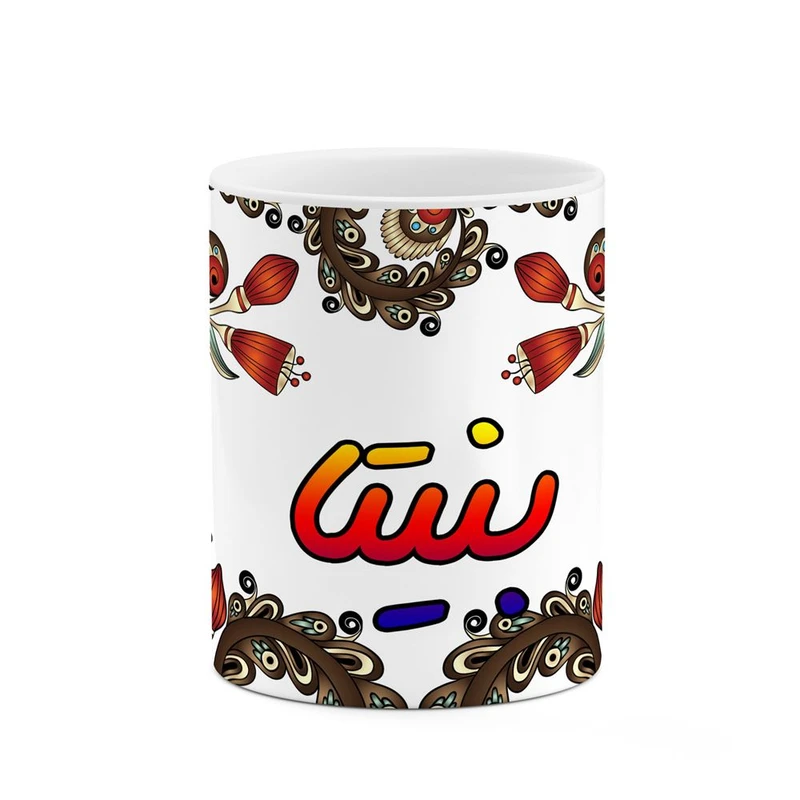 ماگ کاکتی مدل اسم بنیتا طرح سنتی گل و بته کد mgh44196