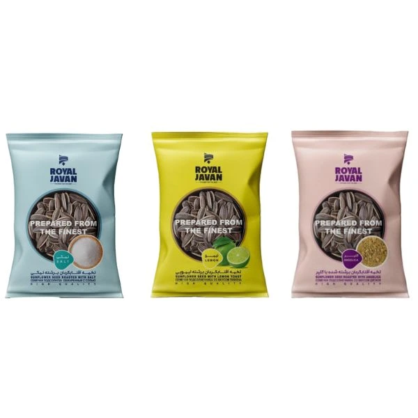 تخمه آفتابگردان  نمکی،گلپر، لیمویی رویال جوان - 100 گرم بسته 3 عددی