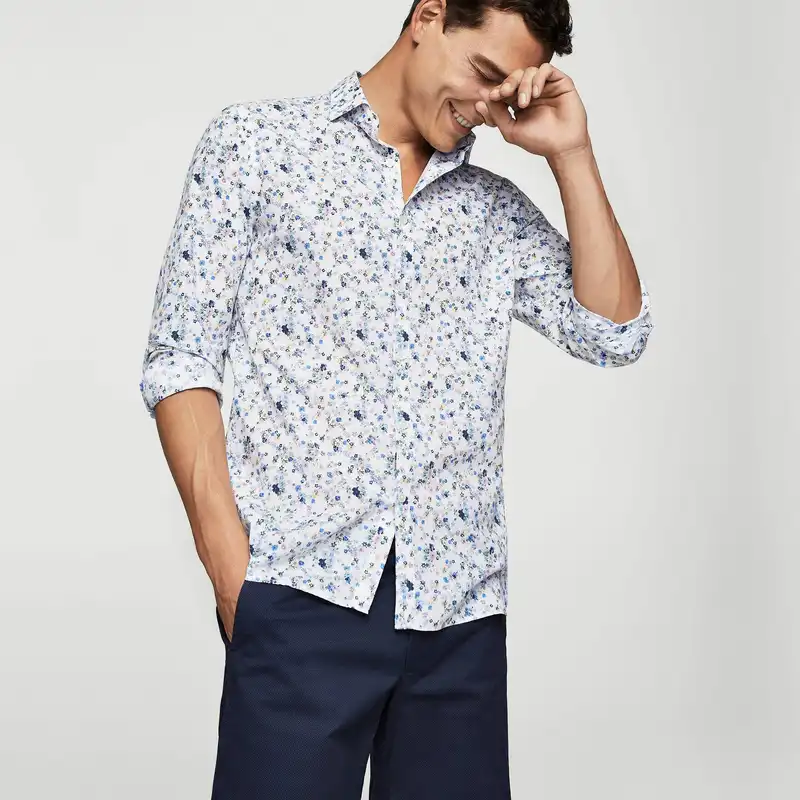 پیراهن آستین بلند مردانه مانگو مدل WT072FLO