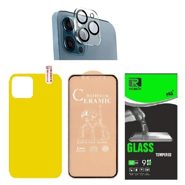 محافظ صفحه نمایش مات روبیکس مدل CR-IP12promax مناسب برای گوشی موبایل اپل iphone 12Promax به همراه محافظ لنز دوربین ومحافظ پشت گوشی