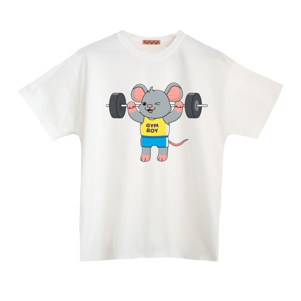 تی شرت آستین کوتاه بچگانه مدل موش ورزشکار رنگ سفید