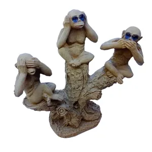مجسمه میمون طرح سه خردمند مدل شاخه ای کد 657 مجموعه 3 عددی