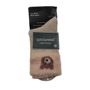 جوراب زنانه کوکو اند هانا مدل پشمی موهر طرح خرس رنگ کرم