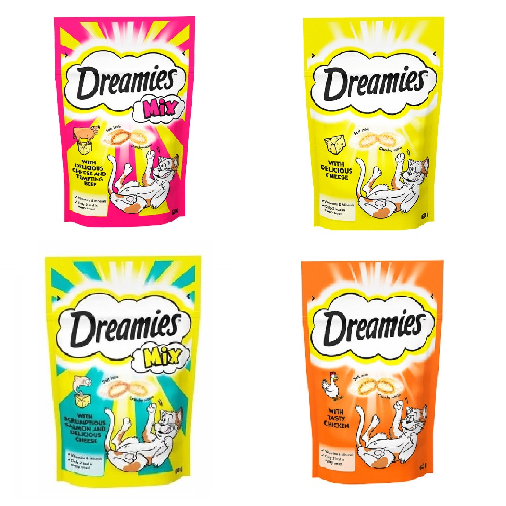 تشویقی گربه دریمیز مدل میکس وزن 60 گرم بسته 4 عددی