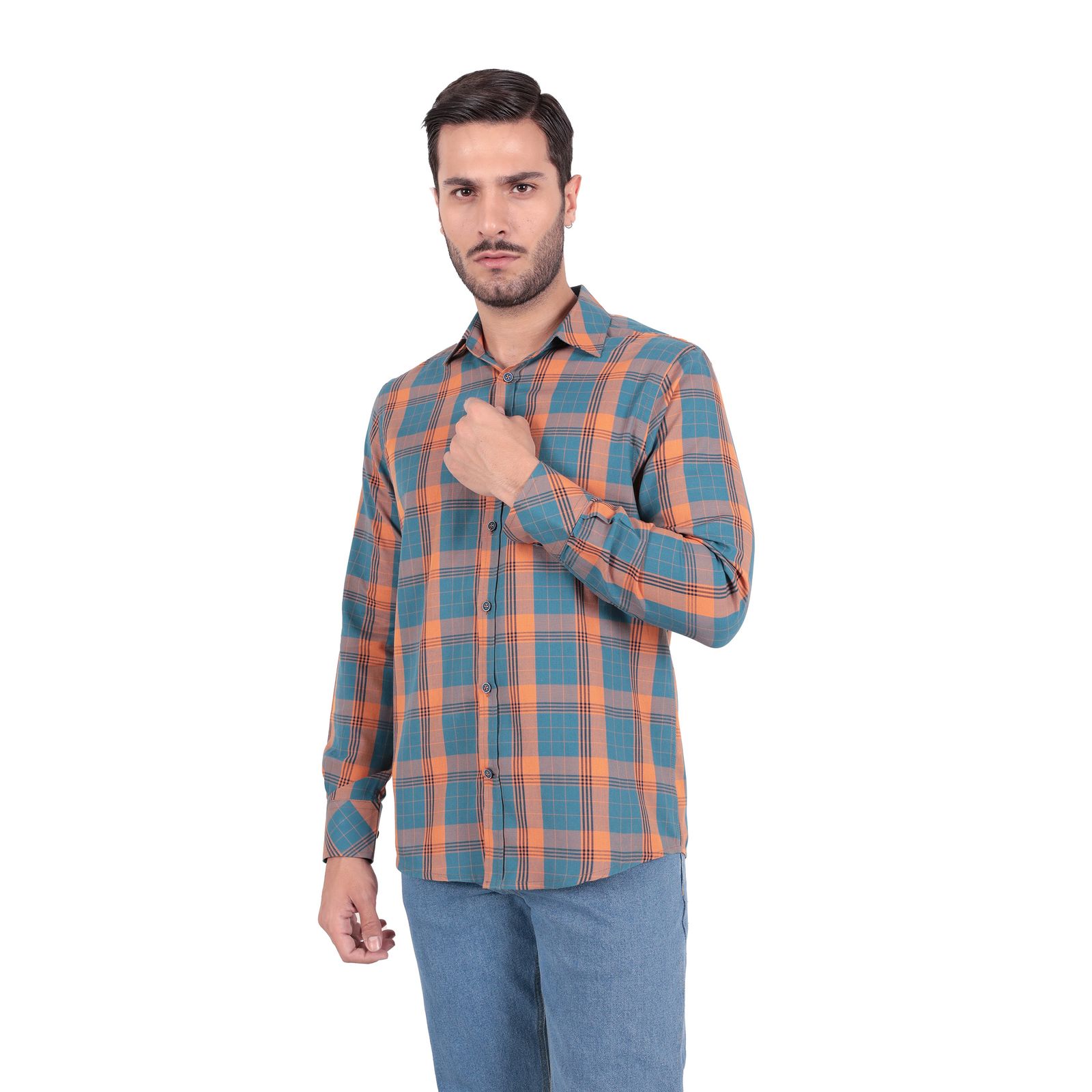 پیراهن آستین بلند مردانه پاتن جامه مدل 102721030201314 طرح چهارخانه -  - 1