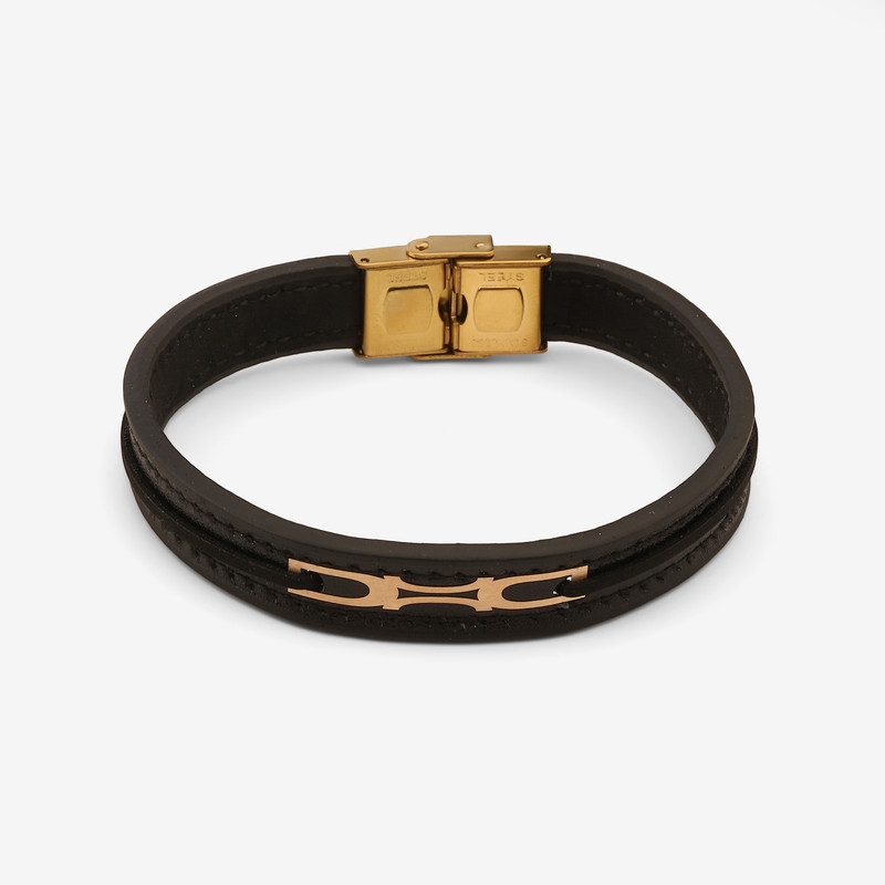 دستبند طلا 18 عیار مردانه با بند چرمی مایا ماهک مدل MB1821