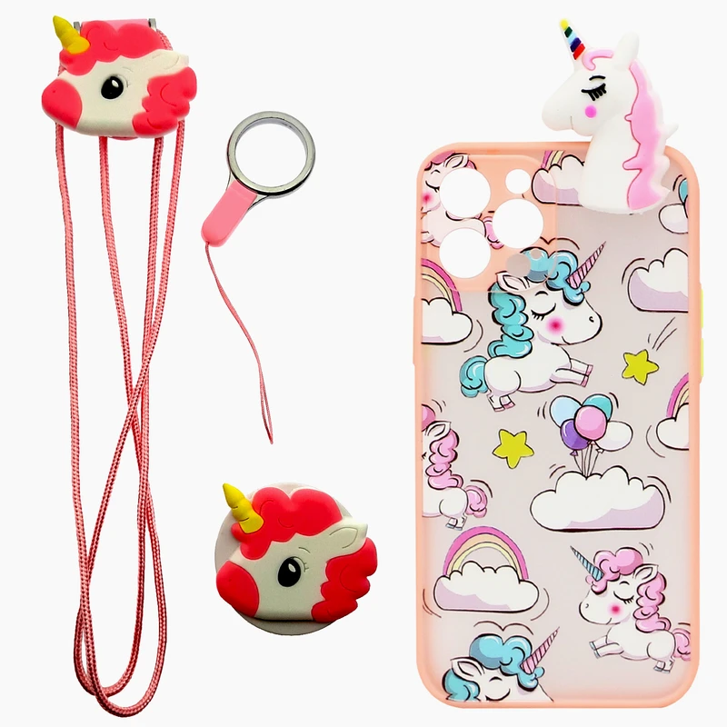 کاور طرح یونیکورن مدل TNG-01 مناسب برای گوشی موبایل اپل iPhone 12 Pro Max به همراه پاپ سوکت و بند