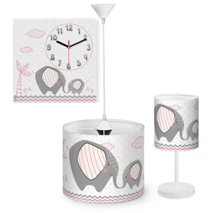 لوستر کودک مدل فیل مادر کد EL-P-9979 به همراه آباژور و ساعت