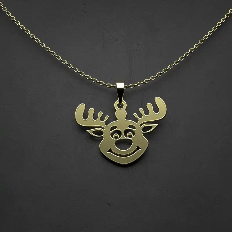 گردنبند طلا 18 عیار زنانه مدوپد مدل  طرح گوزن کد KK1092