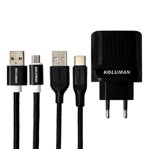 شارژر دیواری کلومن مدل KC-H110 به همراه کابل USB-C و microUSB