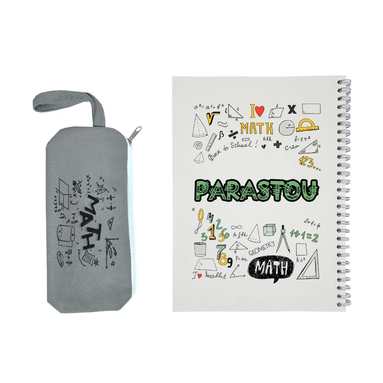 دفتر مشق 50 برگ طرح ریاضی مدل پرستو به همراه جامدادی