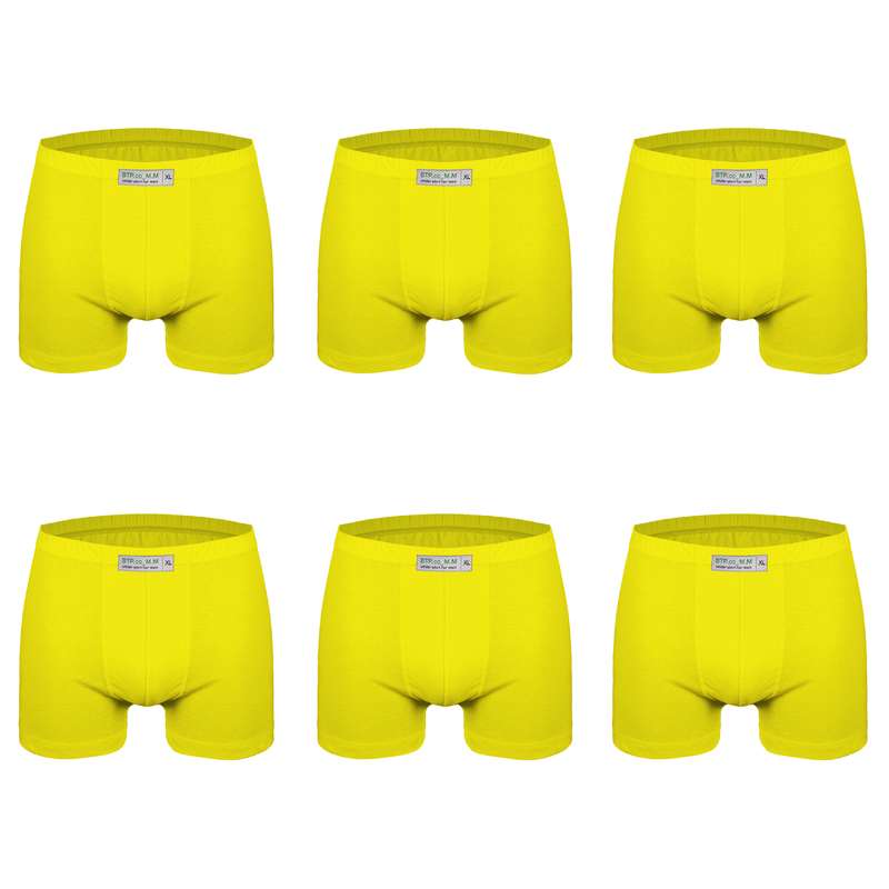 شورت پسرانه برهان تن پوش مدل پادار 5-04 بسته 6 عددی رنگ زرد