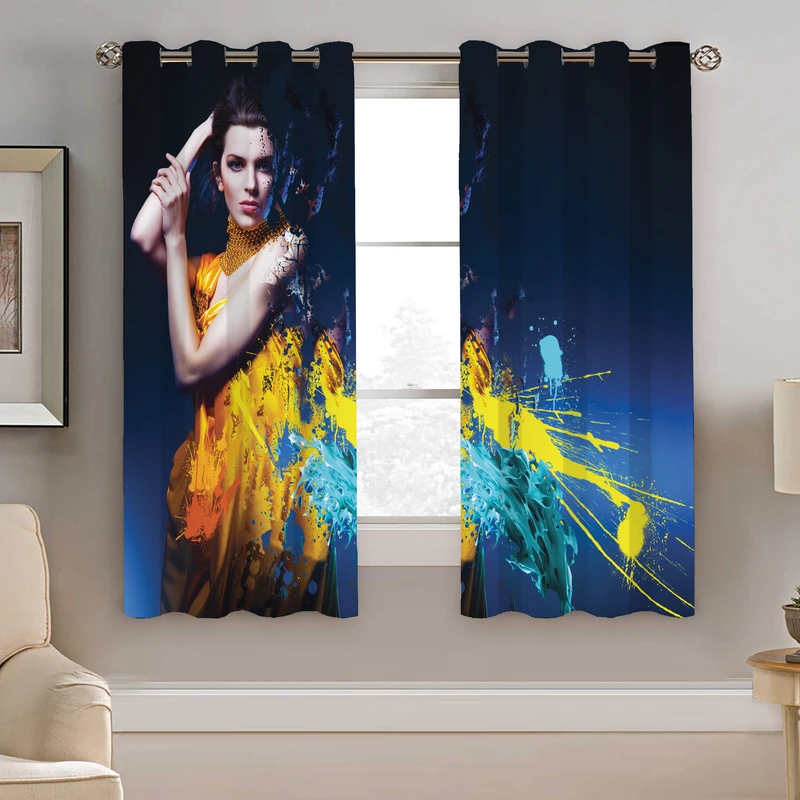 پرده نیروانا طرح چند رنگ دخترونه مدل مخمل کد 4002 سایز 140×200 سانتی متر