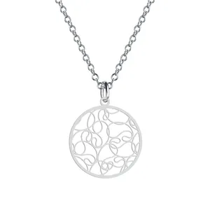 گردنبند نقره زنانه هایکا مدل دایره و مارپیچ کد n.ha2-755