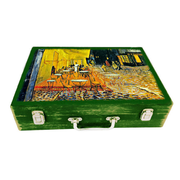 جعبه هدیه چوبی مدل چمدان طرح آثار ونگوک کد WSL518