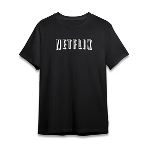تی شرت آستین کوتاه زنانه مدل NETFLIX کد P049 رنگ مشکی
