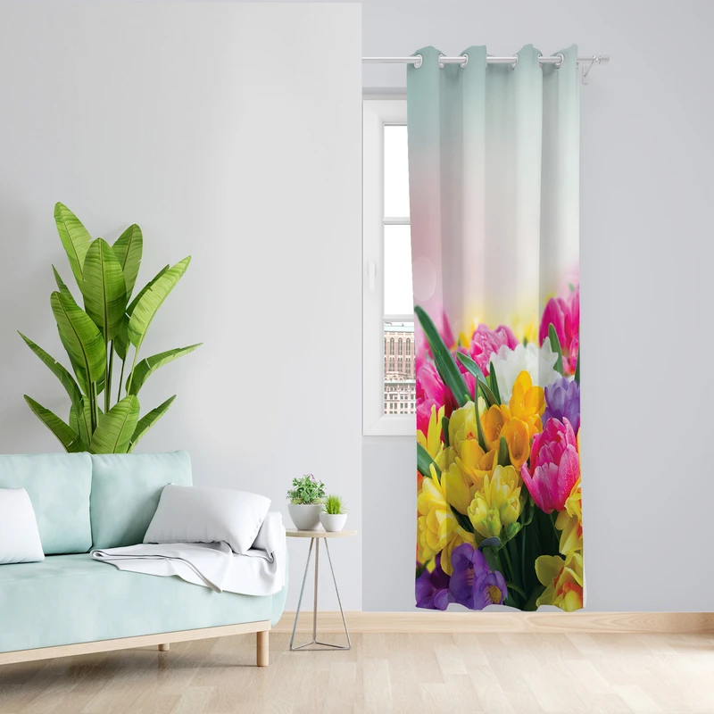 پرده طرح گل مدل مخمل پانچی کد L 442_L Z سایز 140x200 سانتی متر