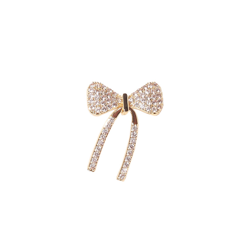 گل سینه زنانه مدل پاپیون نگین دار کد 112005628