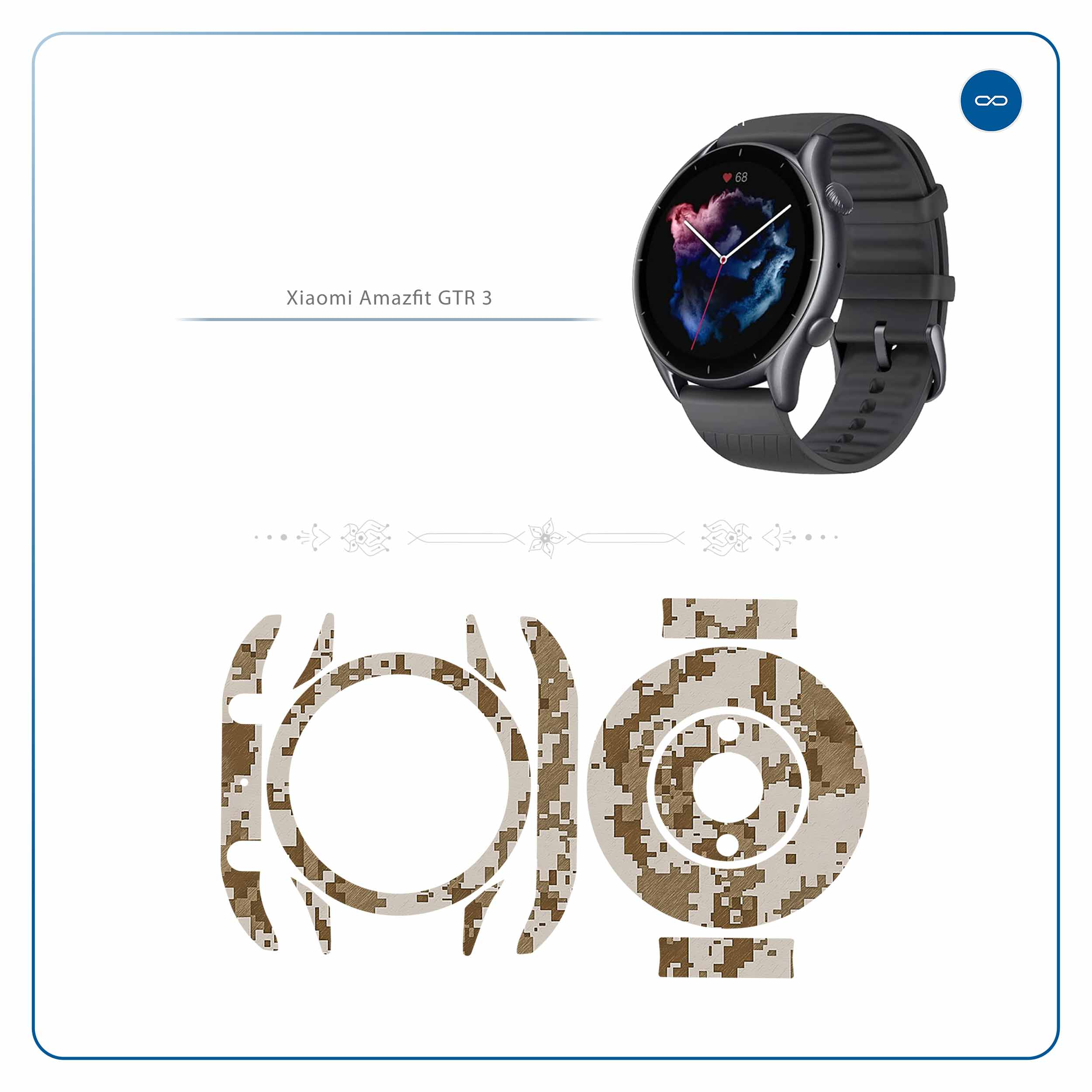 برچسب ماهوت طرح Army-Desert-Pixel مناسب برای ساعت هوشمند آمازفیت GTR 3