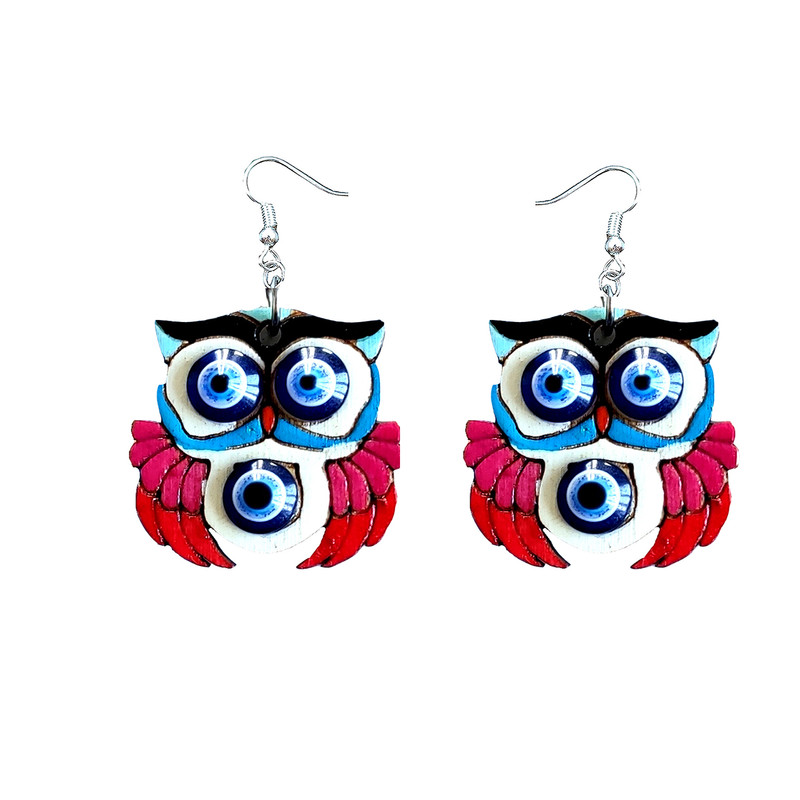 گوشواره دخترانه مدل جغد چشم نظر 04