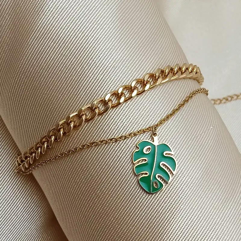 دستبند زنانه مدل برگ انجیری