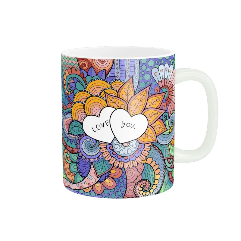 ماگ پادآفرین مدل عشق طرح قلب LOVE گل کد PM1573