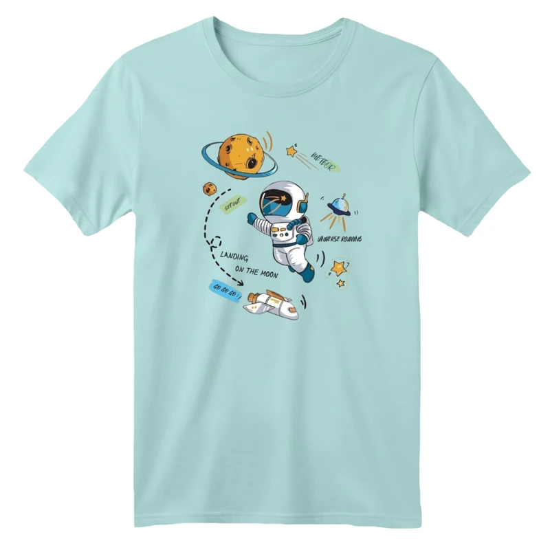 تی شرت آستین کوتاه بچگانه مدل فضانورد و سیارات