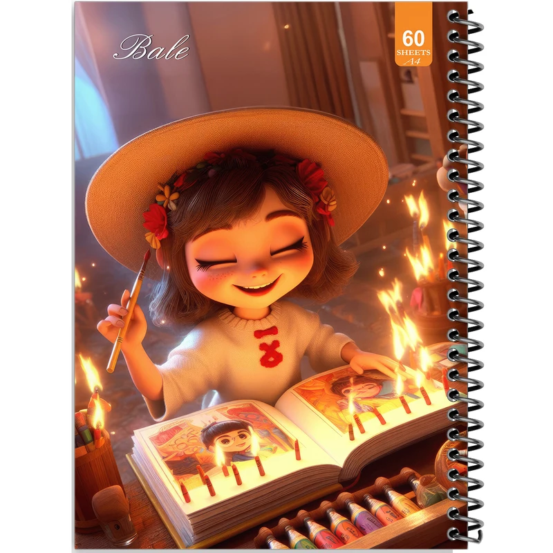 دفتر نقاشی 60 برگ انتشارات بله طرح فانتزی دخترانه کد A4-O61