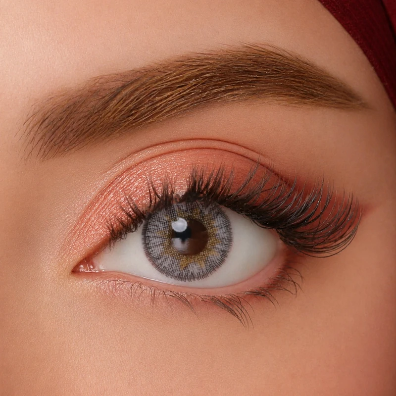 لنز چشم هرا گریس تمیم کانتکت لنز مدل SHADOW کد 36 رنگ طوسی با مرکز عسلی دور دار