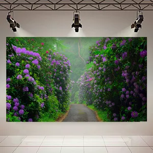 پوستر پارچه ای طرح طبیعت مدل جاده و باغ گلها