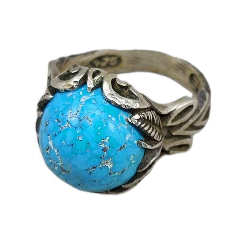 انگشتر نقره مردانه مدل فیروزه کرمان 