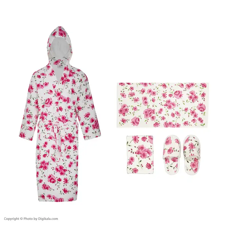 سرویس حوله پالتویی 4 تکه نارسیس طرح سارا