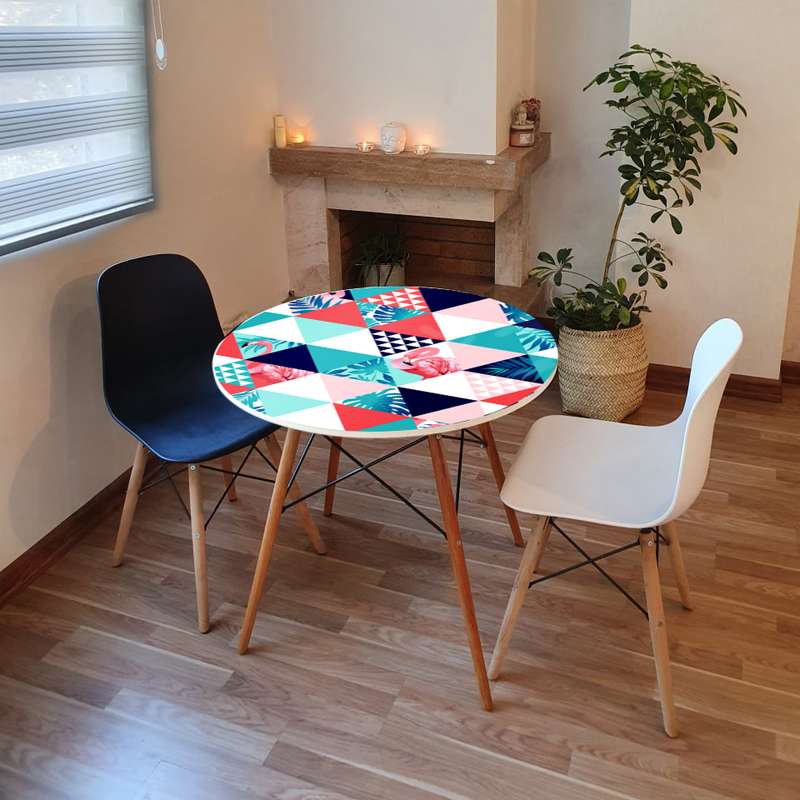 میز ناهارخوری مدل گرد طرح تروپیکال کد GL-08