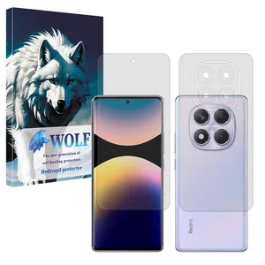 Wolf Transparent model Tough screen protector suitable for Xiaomi Redmi Note 14 Pro 4G mobile phone along with the back of the phone