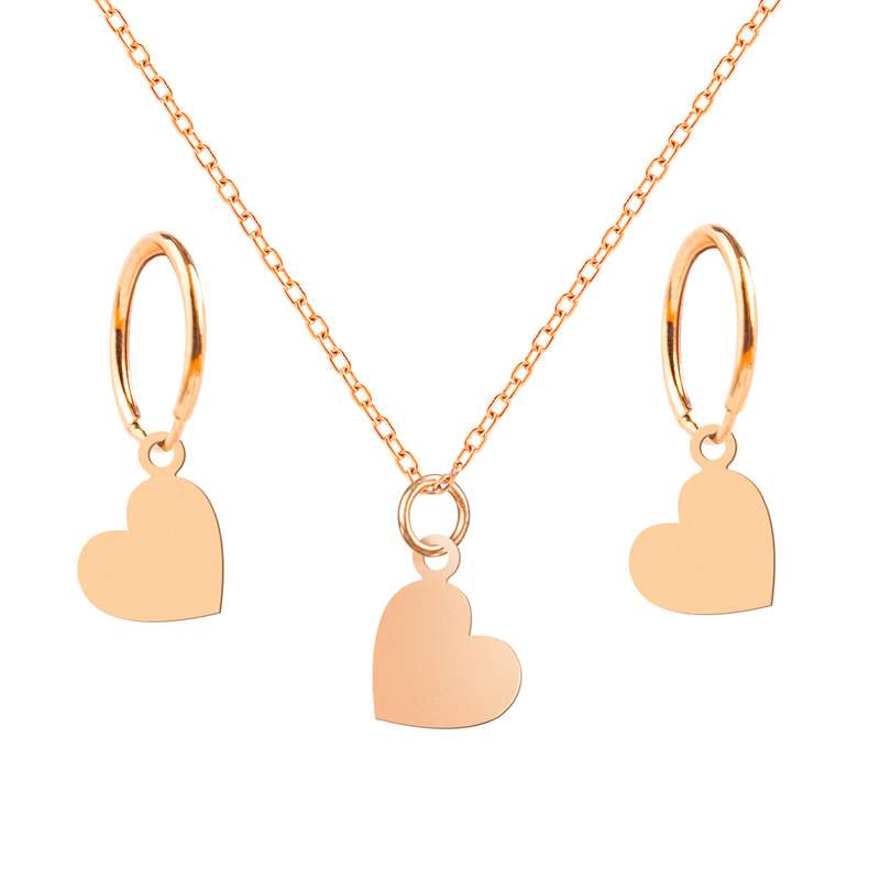 نیم ست طلا 18 عیار زنانه ریسه گالری مدل قلب 3032 - 1010