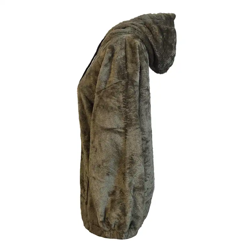 هودی زنانه مدل تدی پشمی زیپ دار کد 64 رنگ یشمی