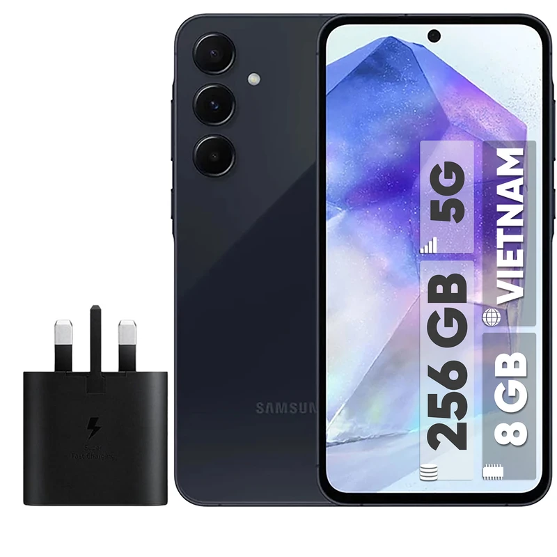 گوشی موبایل سامسونگ مدل Galaxy A55 دو سیم کارت ظرفیت 256 گیگابایت و رم 8 گیگابایت به همراه شارژر سامسونگ - ویتنام 
