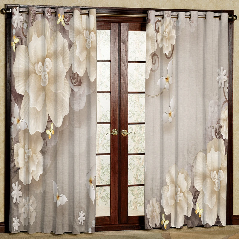 پرده مدل گل دار مخمل پانچی کد 1334 سایز 140x280 سانتی متر