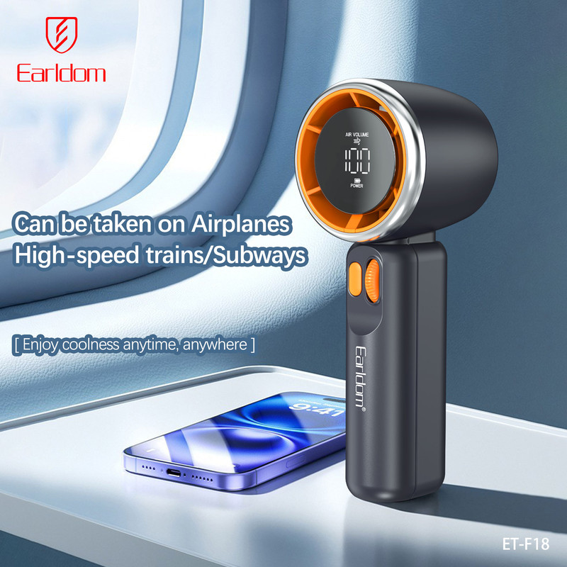 پنکه شارژی ارلدام مدل TURBO FAN F18 ظرفیت 3600 میلی آمپر ساعت