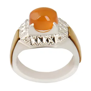 انگشتر نقره مردانه بازرگانی میلادی مدل عقیق یمنی دستساز کد AM_2408