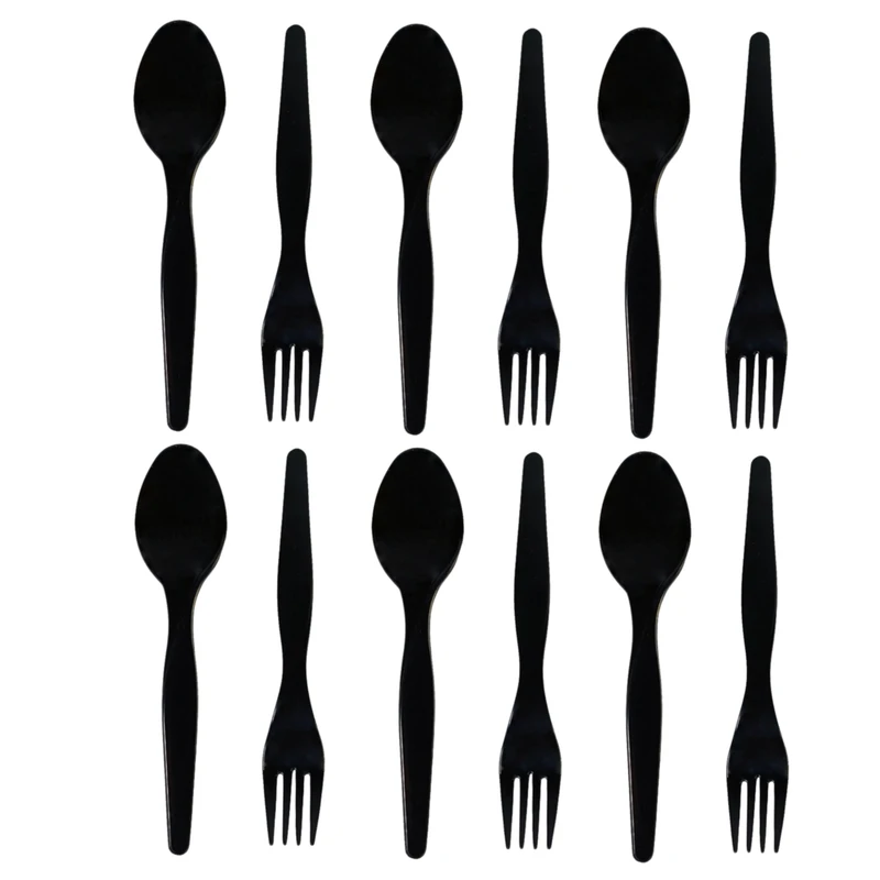 قاشق و چنگال یکبار مصرف مدل چنار مجموعه ۱۲ عددی