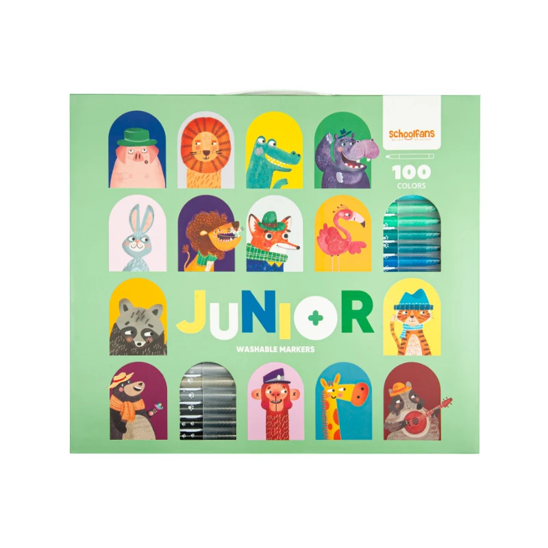 ماژیک رنگ آمیزی 100 رنگ اسکول فنز مدل جونیور کد 922206 