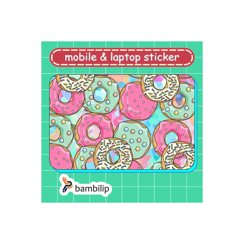 استیکر بامبیلیپ مدل کارت عابر طرح پترن دونات های صورتی سبز کد 7168780
