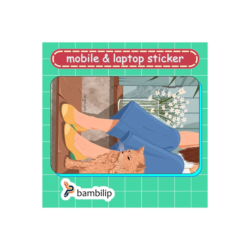 استیکر بامبیلیپ مدل کارت عابر طرح پله خانه و گل های سفید کد 8901069