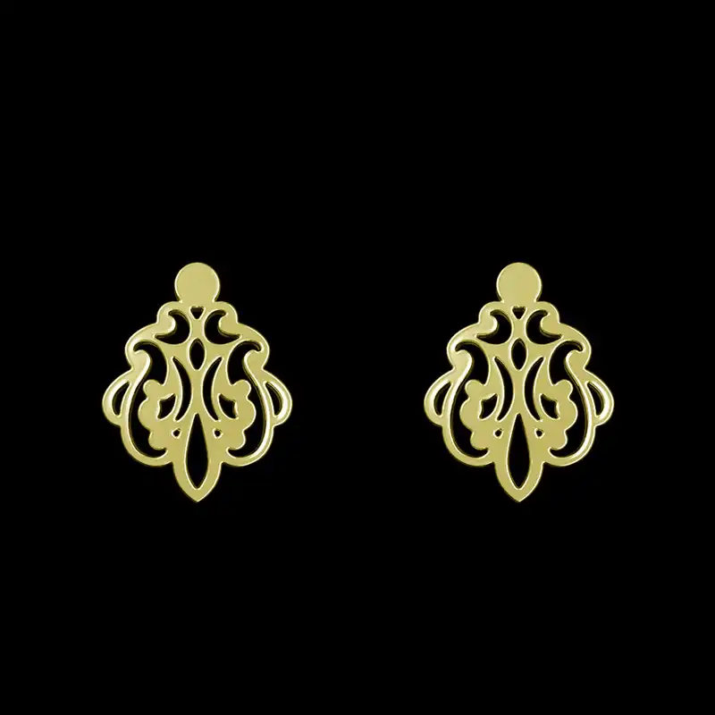 گوشواره طلا 18 عیار زنانه مدوپد مدل اسلیمی کد GA1-15309