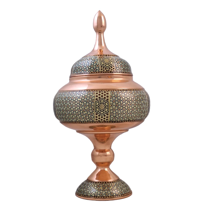 شکلات خوری خاتم کاری مسی زاوش مدل صراحی کد 30