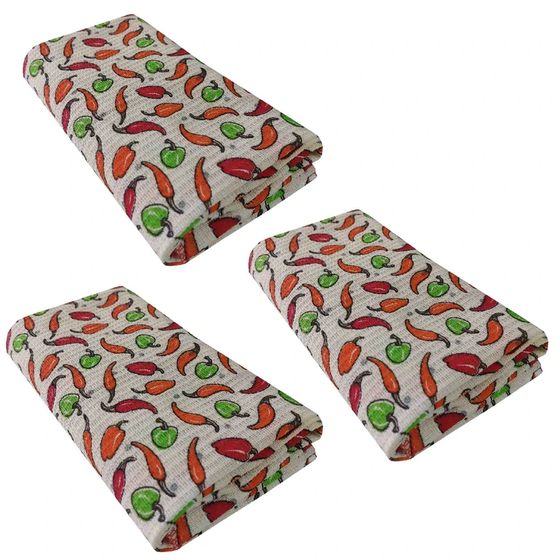 دستمال نظافت خانه و آشپزخانه پنبه‌، نخ مدل FEL بسته 3 عددی